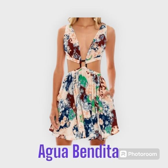 Agua Bendita White Floral Cutout Mini Dress NWT - Picture 1 of 12